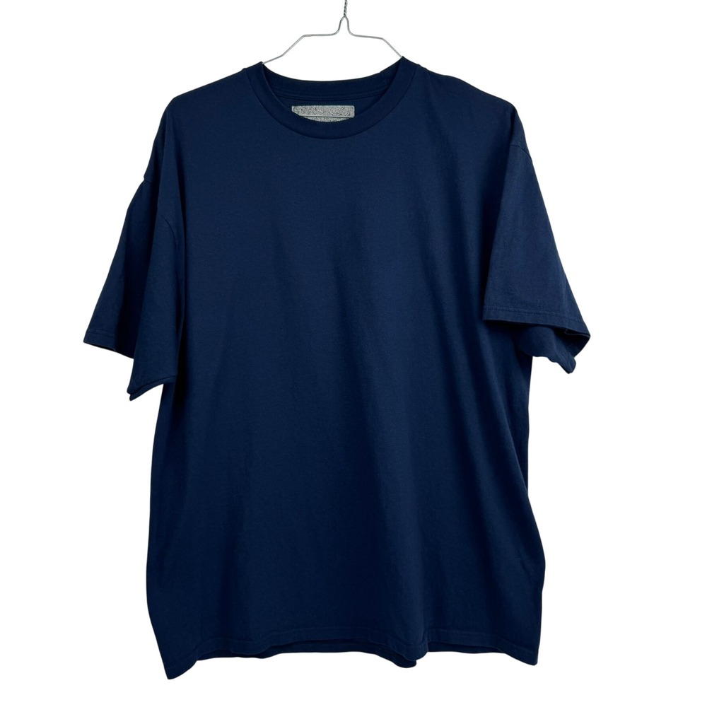 Men's Navy Blue Blank Basic‎ Cotton Crew Neck T-Shirt Size XL/2XL 48" Chest